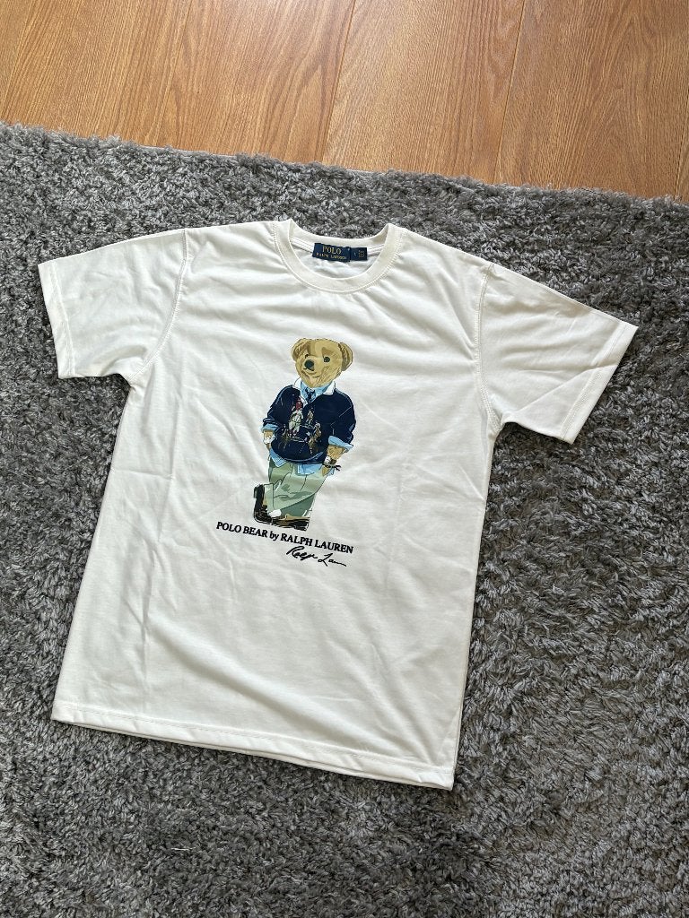 Ralph Lauren T-Shirt Wit met Beer Frontprint in Maat L, Maat 52/54 (L), Wit, Ophalen of Verzenden, Zo goed als nieuw