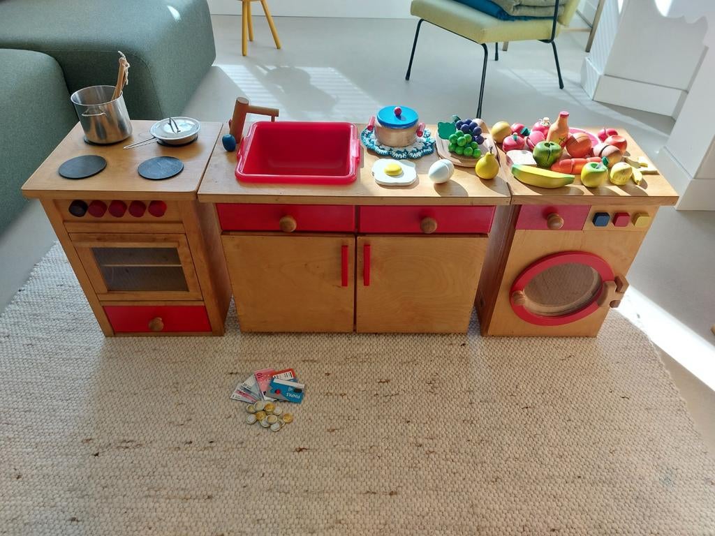 Houten speelkeuken met accessoires, Ophalen, Gebruikt