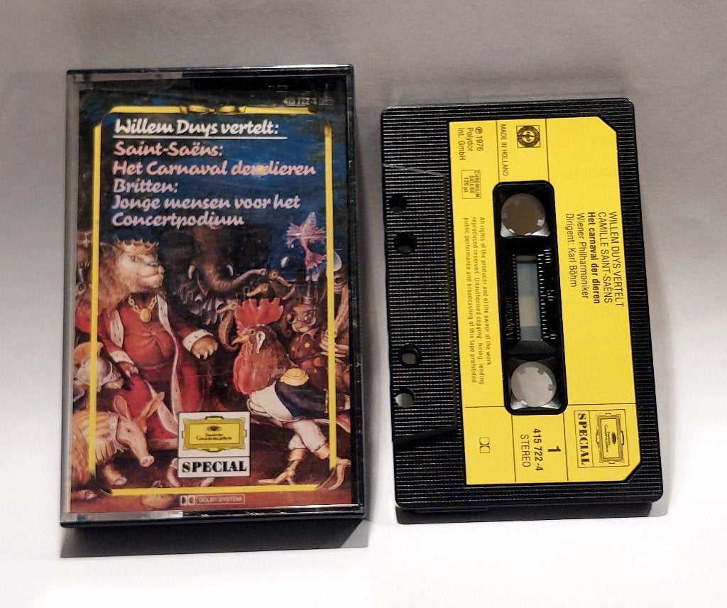 Willem Duys vertelt Saint Saëns Britten - CASSETTE '76, Verzenden, Zo goed als nieuw, 1 bandje