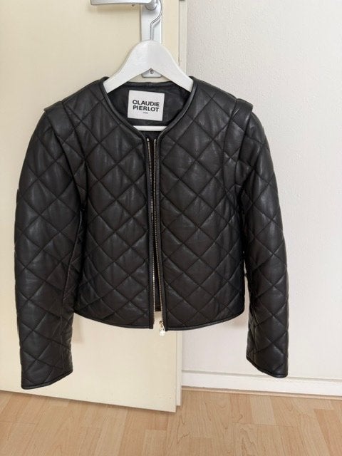 Claudie Pierlot - Zwarte leren jas maat 40, Maat 38/40 (M), Zwart, Claudie Pierlot, Nieuw