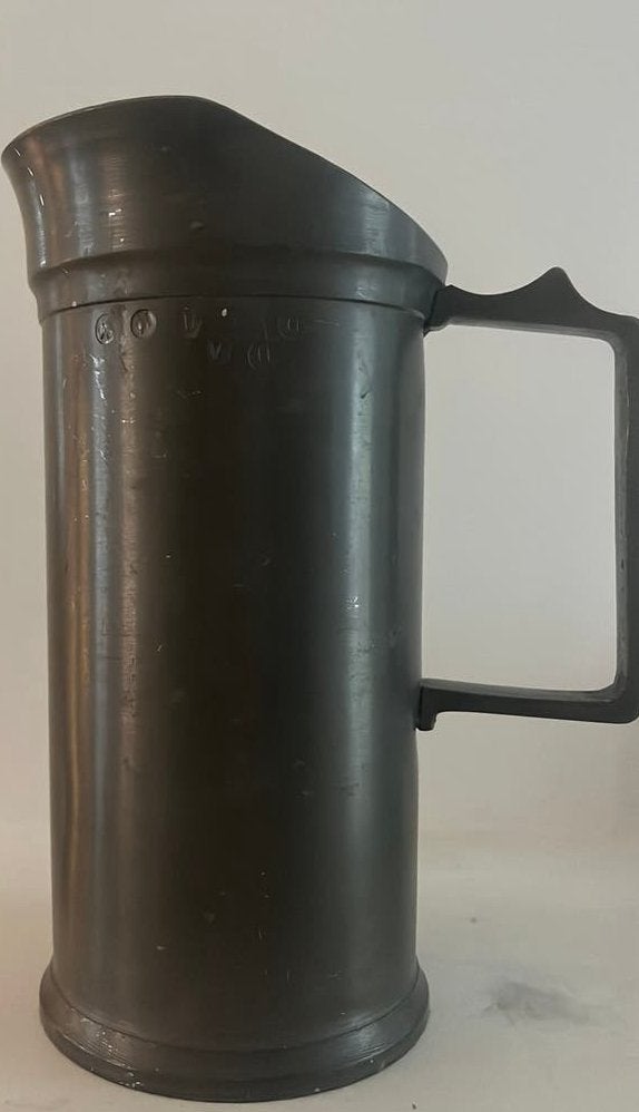 Prachtige tinnen maatkan (1 Liter)  – 90% Tin, Antiek en Kunst, Ophalen