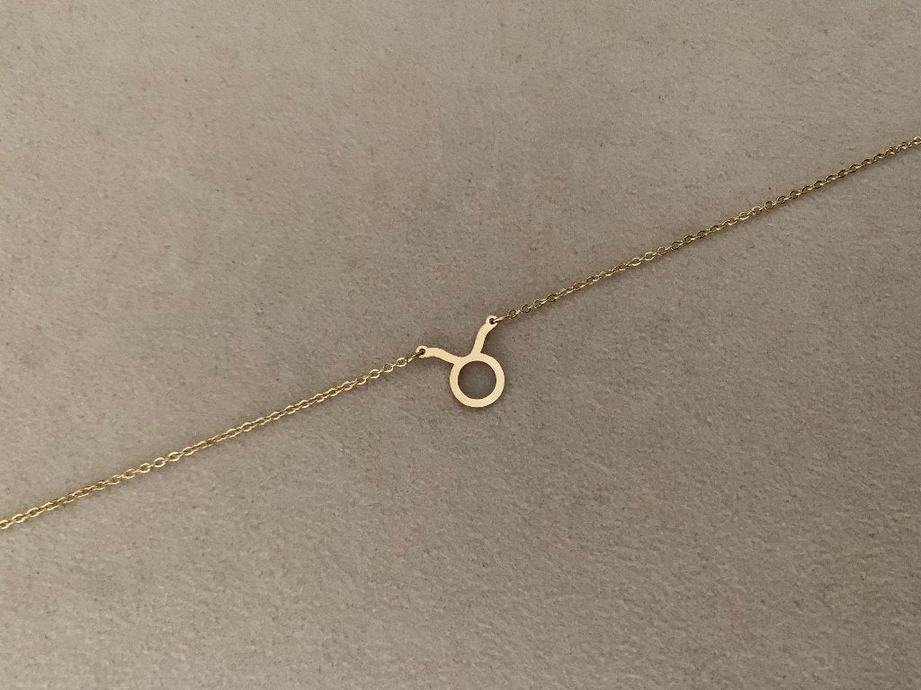 Gouden ketting met sterrenbeeld bedel Stier waterproof, Nieuw, Ophalen of Verzenden, Goud, Overige materialen