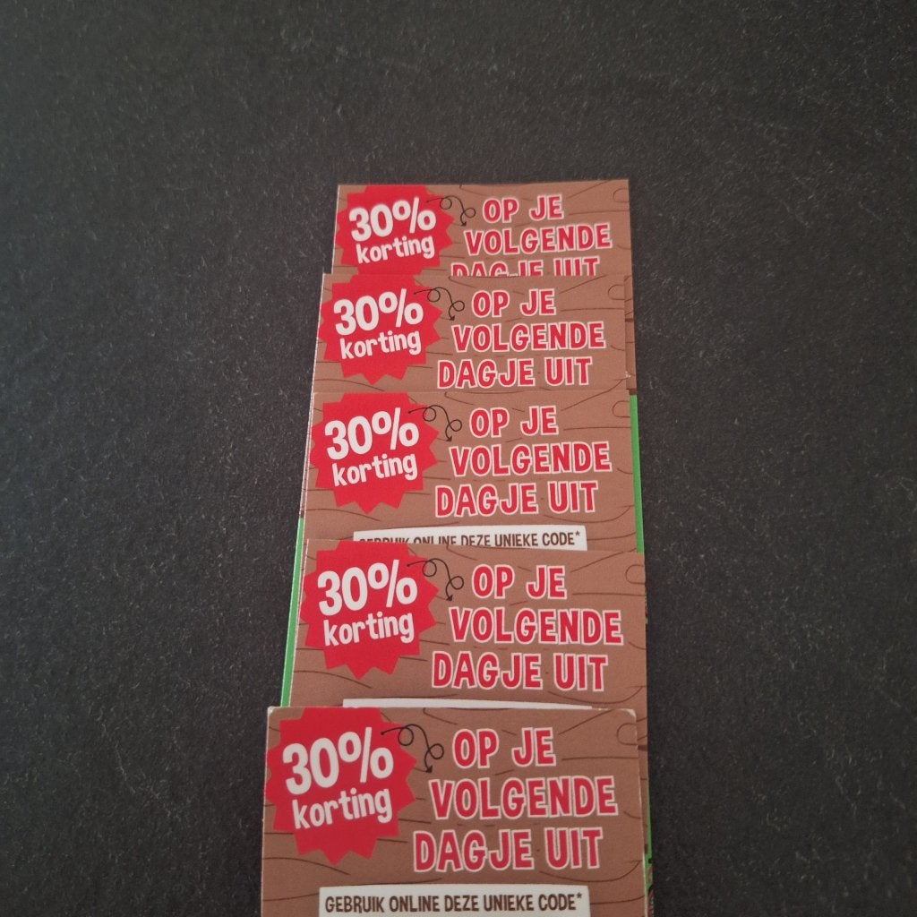 5x flierefluiter kortingskaartjes, Tickets en Kaartjes, Drie personen of meer, Ticket of Toegangskaart
