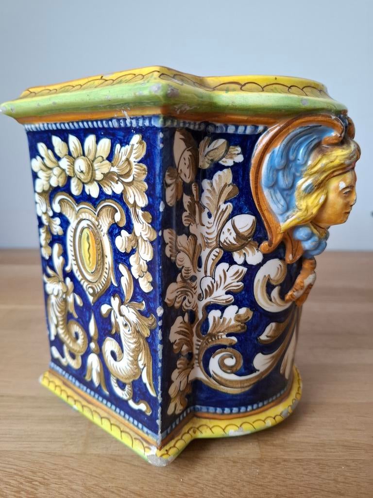 Apothecary pot (Albarello) majolica, neo renaissance, Italy, Antiek en Kunst, Ophalen of Verzenden
