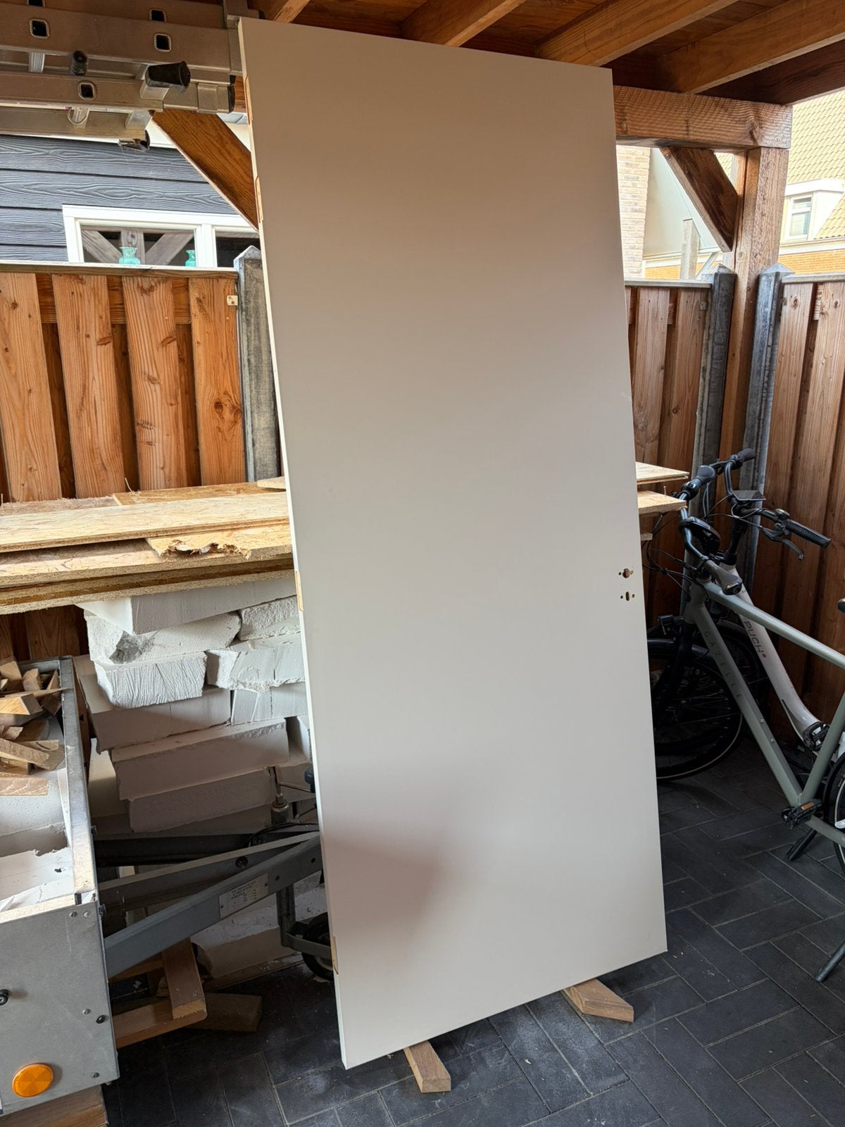 Svedex binnendeur 231,5x93 wit RAL 9010, Ophalen, Gebruikt, 80 tot 100 cm, 215 cm of meer