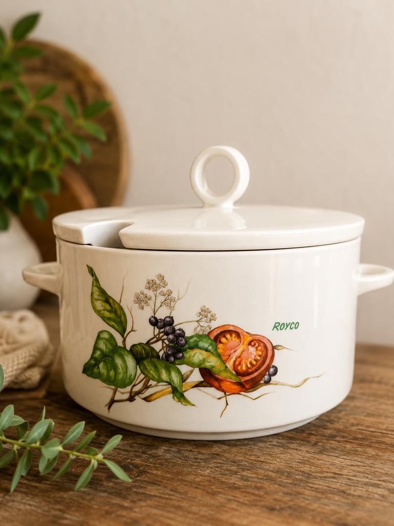 Vintage Royco Soepterrine met Deksel - Groentemotief, Ophalen of Verzenden, Zo goed als nieuw