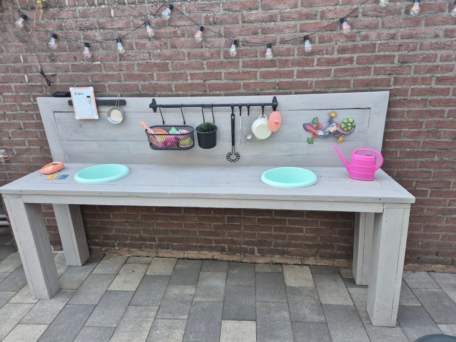 Steigerhouten buitenspeelkeuken modder keuken 220x78 cm, Ophalen of Verzenden
