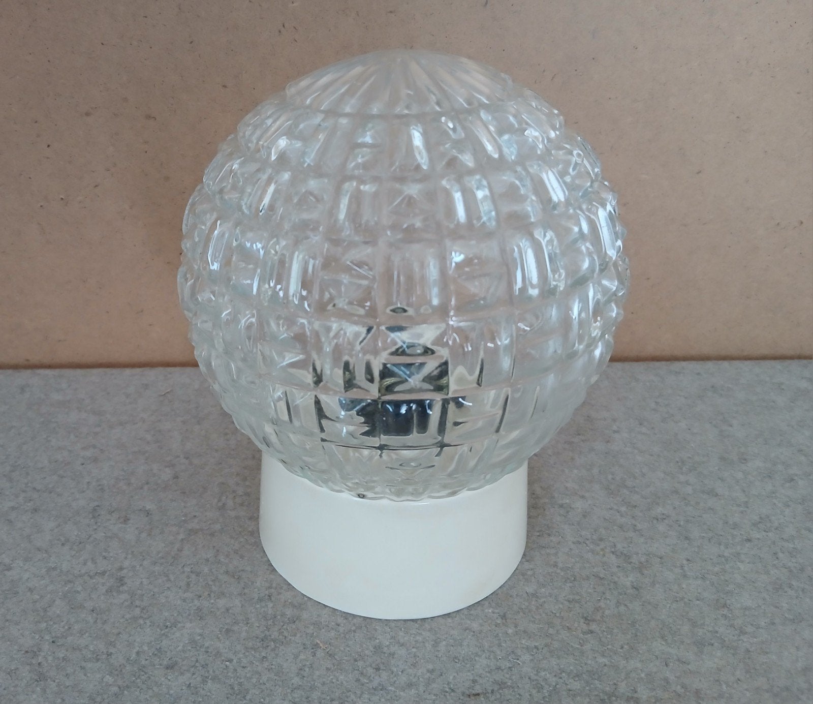 vintage plafonnière, glazen plafondlamp, Gebruikt, Vintage, Glas, Plafondlamp