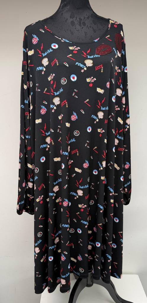 Supermooie zwarte jurk ‘rockchic’ YOEK maat 58/60 +, Kleding | Dames, Ophalen of Verzenden, Zo goed als nieuw, Zwart, Jurk