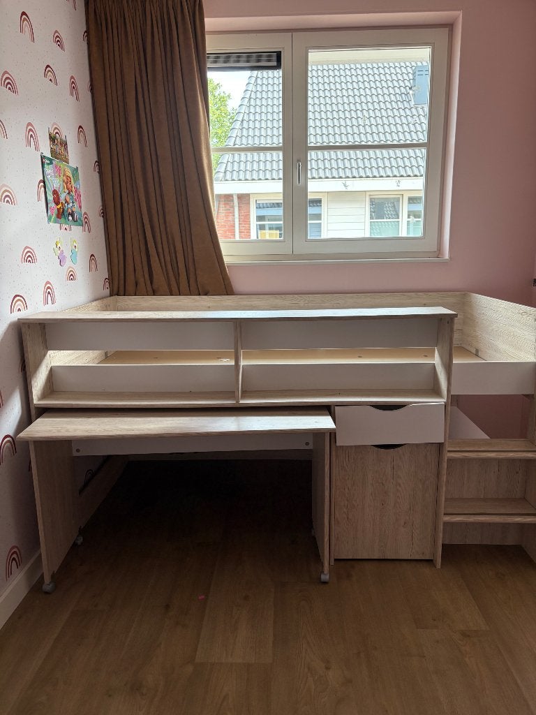 Halfhoogslaper, Huis en Inrichting, Slaapkamer | Bedden, Ophalen, Gebruikt, 90 cm, Eenpersoons