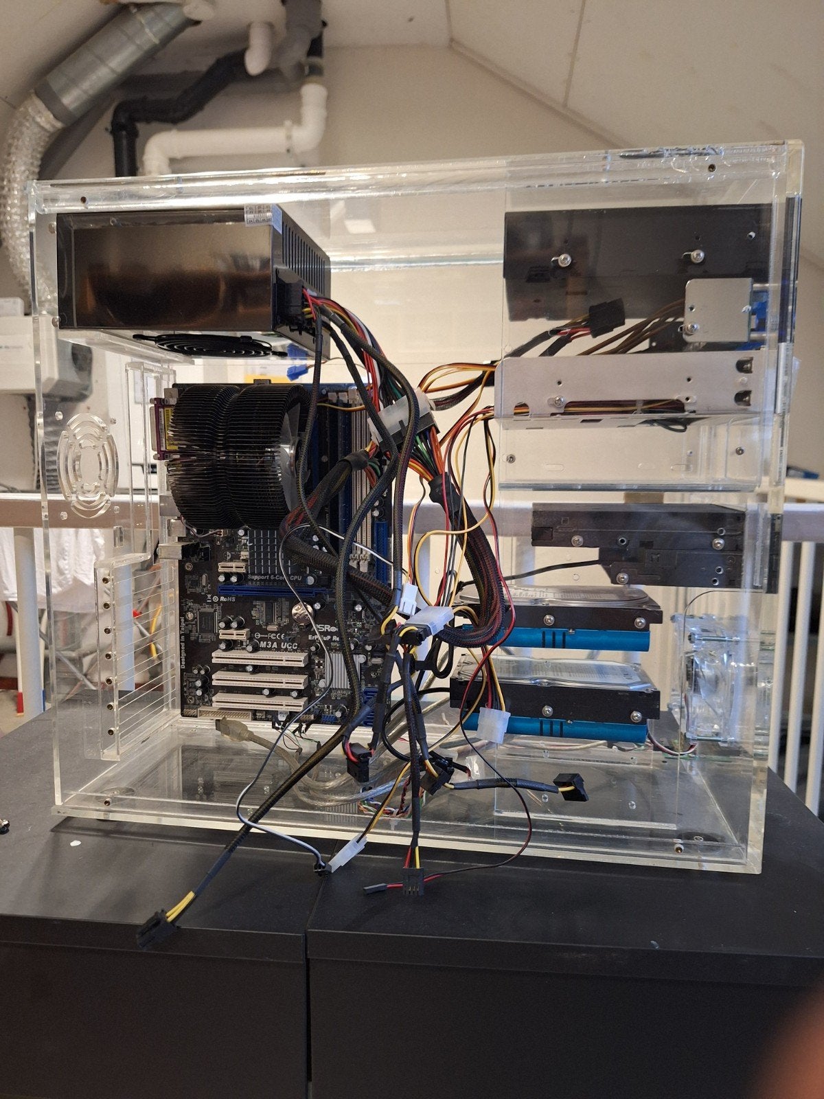 Transparante retro Acryl PC Behuizing met Extra Platen, Computers en Software, Computerbehuizingen, Ophalen, Gebruikt