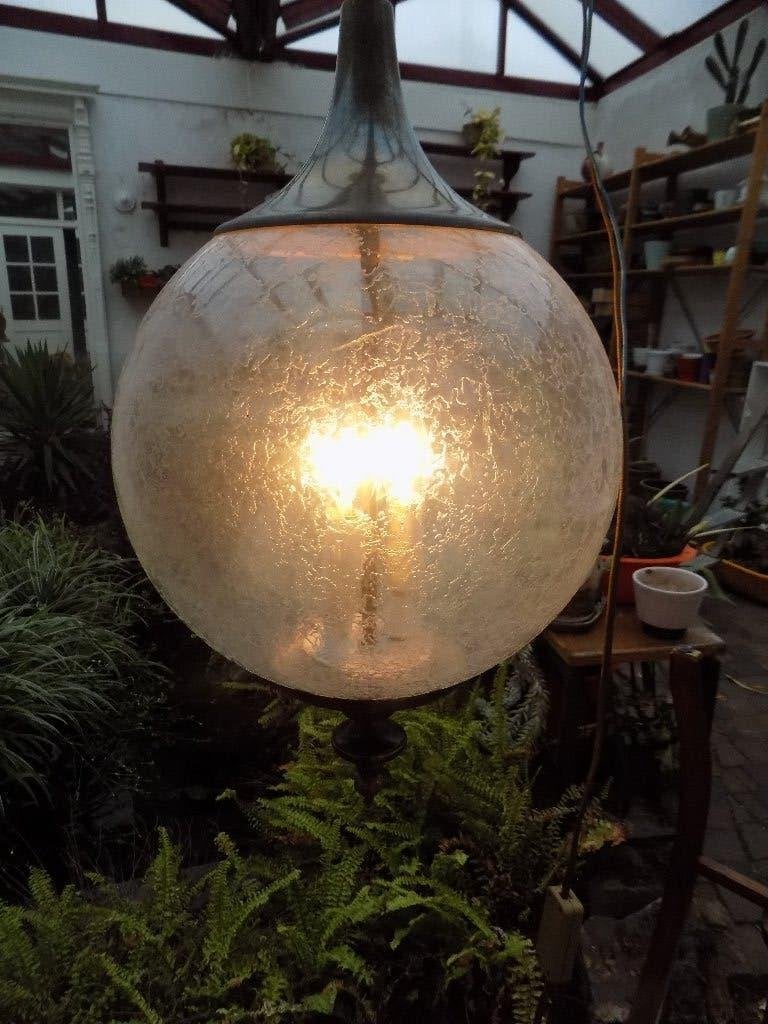Vintage hanglamp jaren 60 ice glass lamp, Ophalen, Gebruikt, Glas
