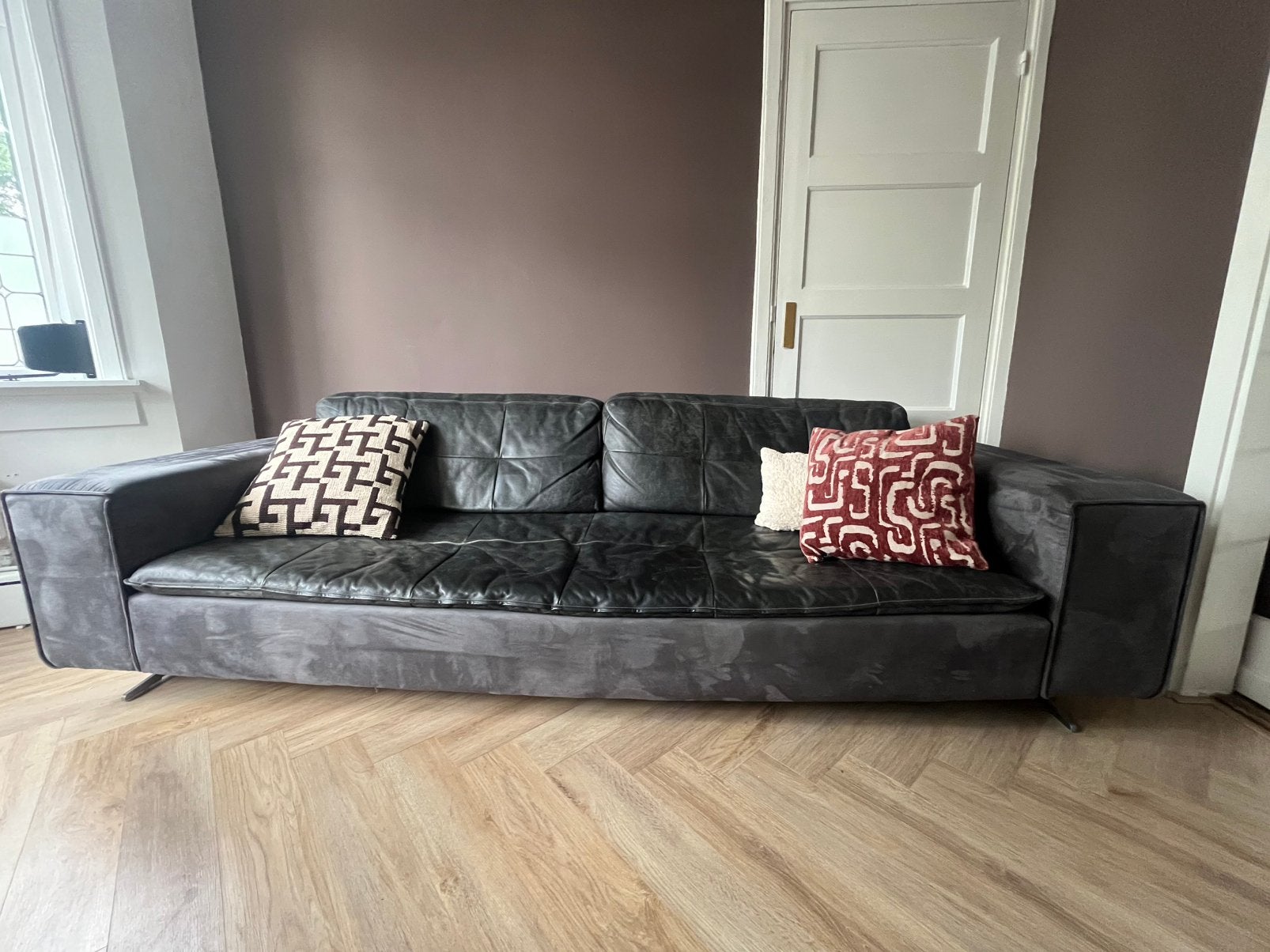 XOOON designbank 3-zitsbank van leer, Ophalen, Gebruikt, 100 tot 125 cm, Driepersoons