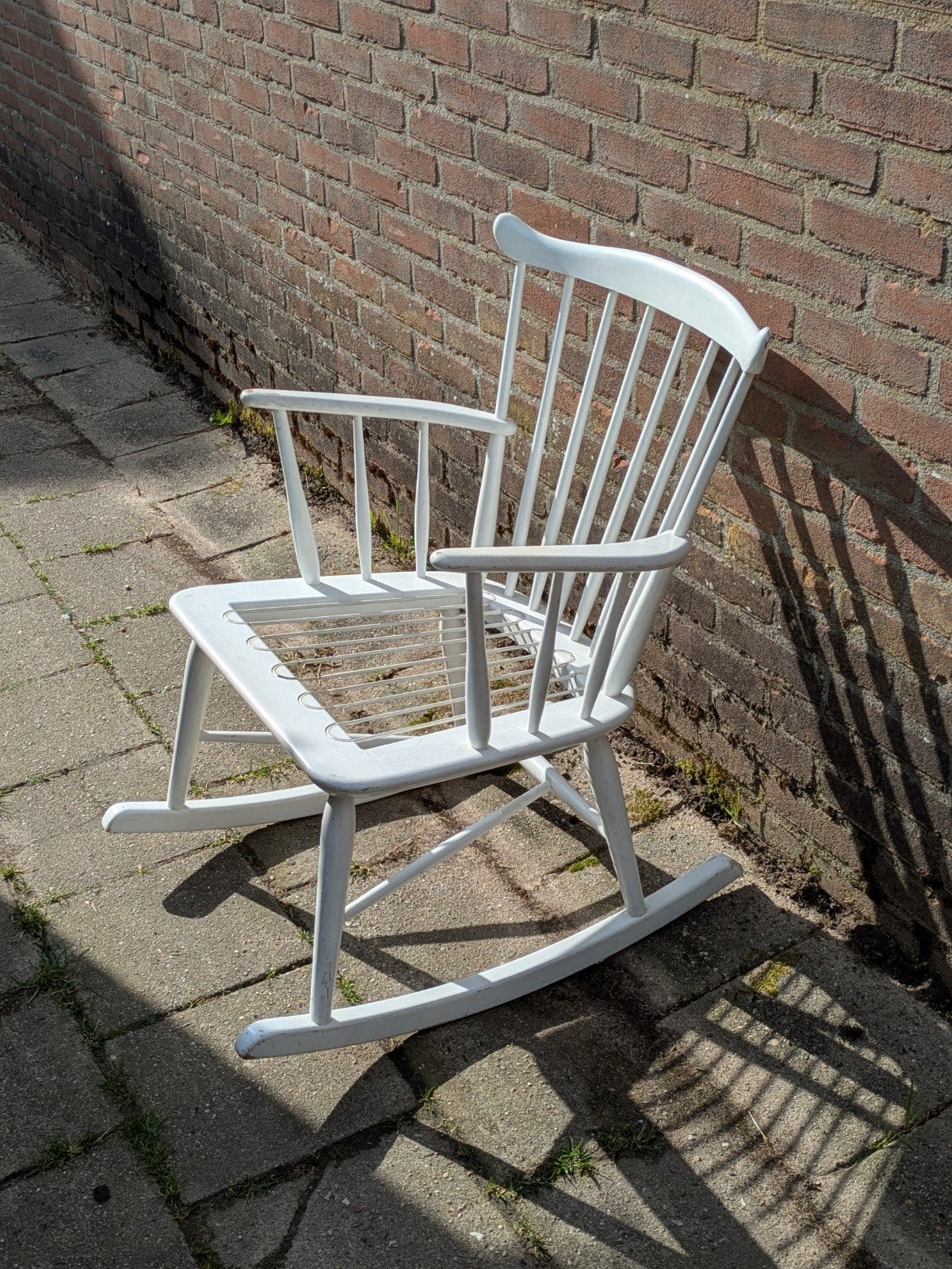 Schommelstoel Vintage Stoel Zweeds Fauteuil Nesto Jaren 60, Ophalen, Gebruikt, Wit, Eén