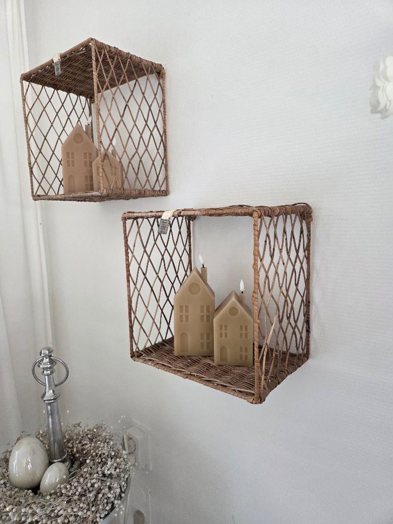 Zgan  riviera maison  rattan wandbox  2 stuks, Ophalen of Verzenden, Zo goed als nieuw