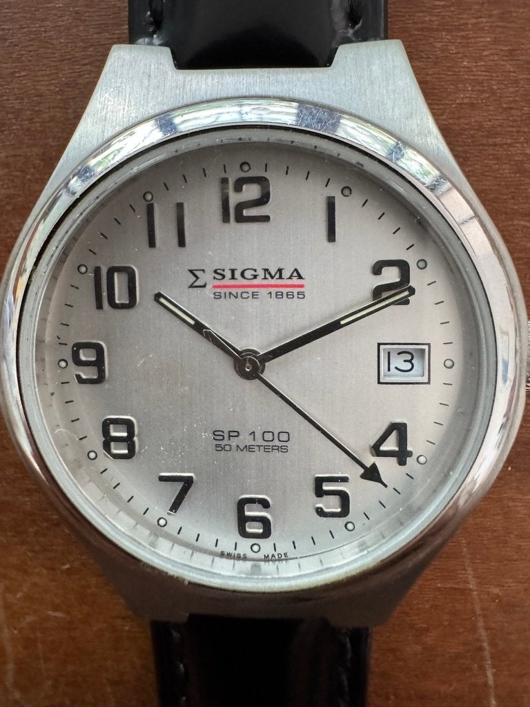 Sigma SP100 Herenhorloge – Klassiek & Swiss Made, Overige merken, Leer, Staal, Polshorloge
