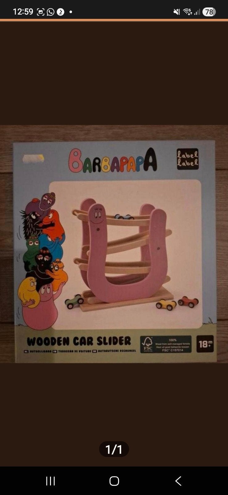 Barbapapa Houten Auto Glijbaan - Nieuw in doos, Onbekend, Label Label, Ophalen of Verzenden, Onbekend