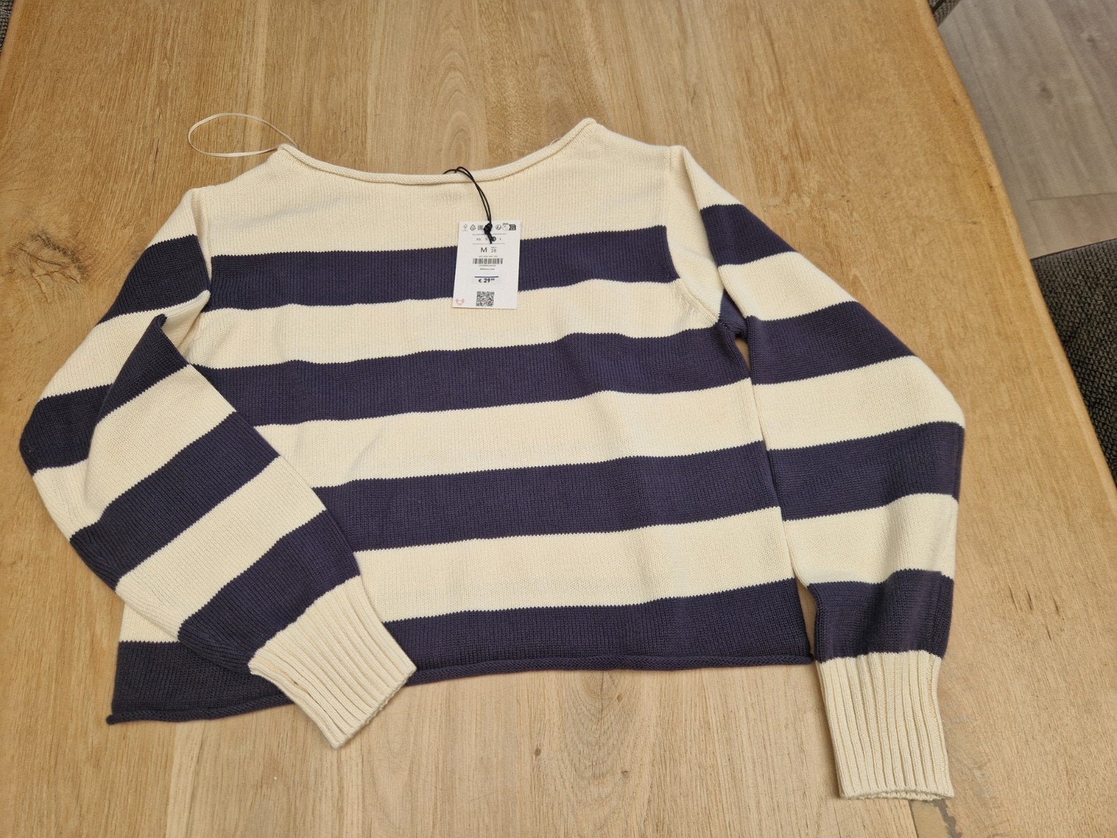 Bershka gestreepte trui Nieuw maat m blauw creme, Maat 38/40 (M), Wit, Nieuw, Bershka