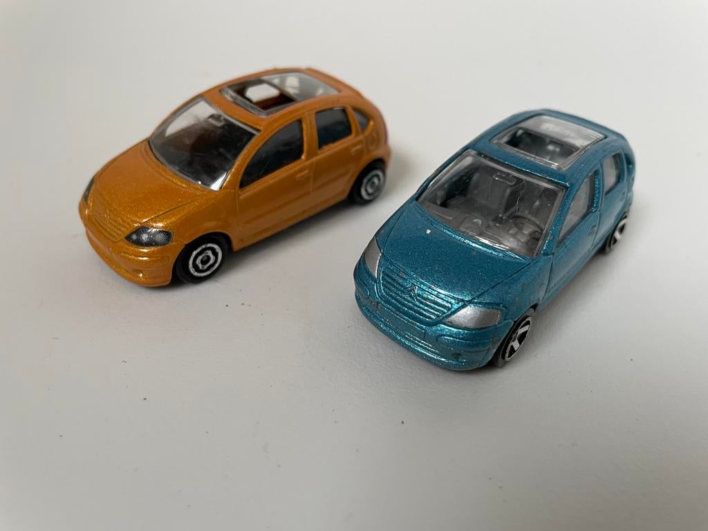 model Citroën C3, blauw oranjegoud Majorette 1/50, Ophalen of Verzenden, Gebruikt, Auto, Majorette