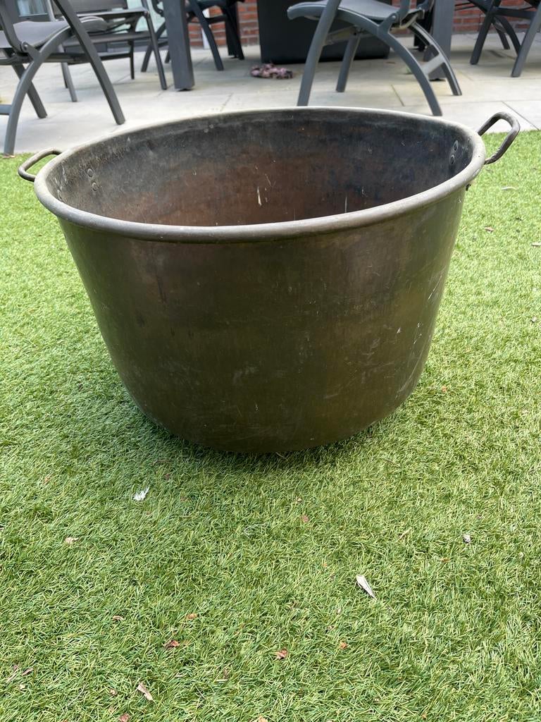 Antieke Grote koperen ketel / wasketel - Diameter 57 cm, Ophalen of Verzenden, Koper