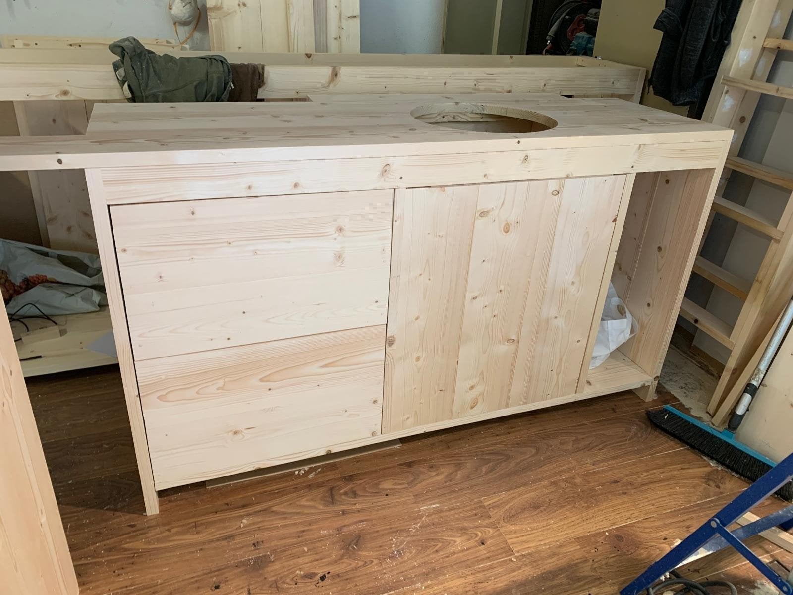 Keukenblok van terug gedroogd en geschaafd steigerhout, Huis en Inrichting, Keuken | Keukenelementen, Ophalen, Nieuw