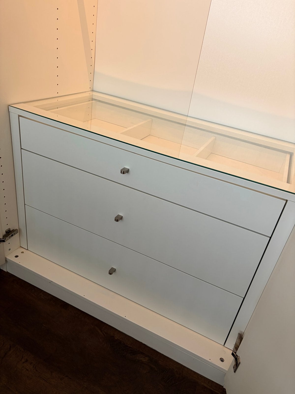 2 ladeblokken PAX IKEA met glasplaat, Huis en Inrichting, Kasten | Kledingkasten, Ophalen, Gebruikt, 50 tot 100 cm, Glas