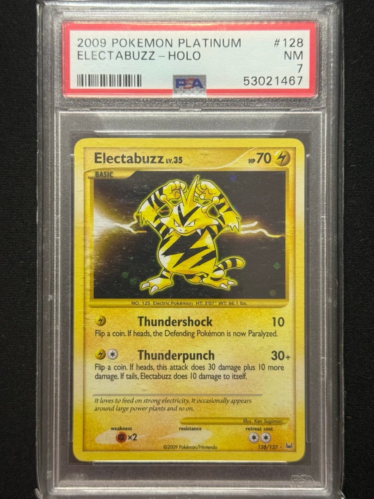2009 Pokémon Platinum Electabuzz Holo PSA 7, Ophalen of Verzenden, Gebruikt, Losse kaart, Foil