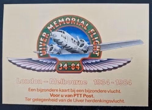 Nederland 1984- London - Melbourne Memorial Flight kaart, Postzegels en Munten, Postzegels | Nederland, Ophalen of Verzenden, Na 1940