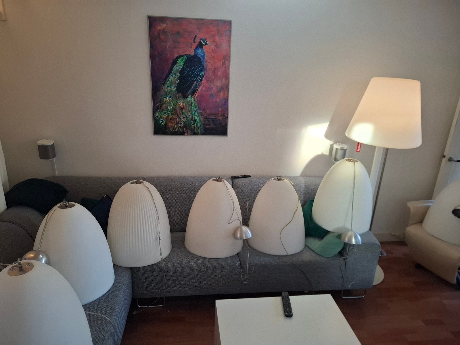 3x Formadri hanglamp bell dome 50 / kayra-calice 50 wit, Ophalen, Zo goed als nieuw, Kunststof, 3x Formadri hanglamp bell dome 50 / kayra-calice 50 wit