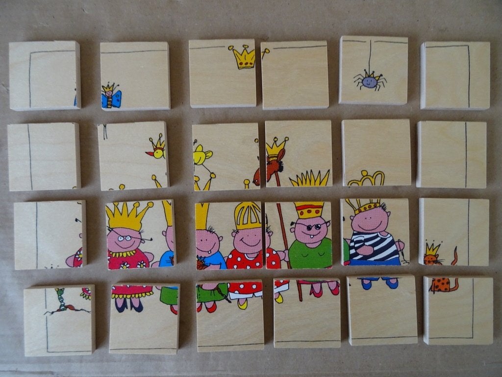 Houten Janbibejan puzzel memoryspel en balanstoren set, Gebruikt, Overige typen, Ophalen of Verzenden, Janbibejan