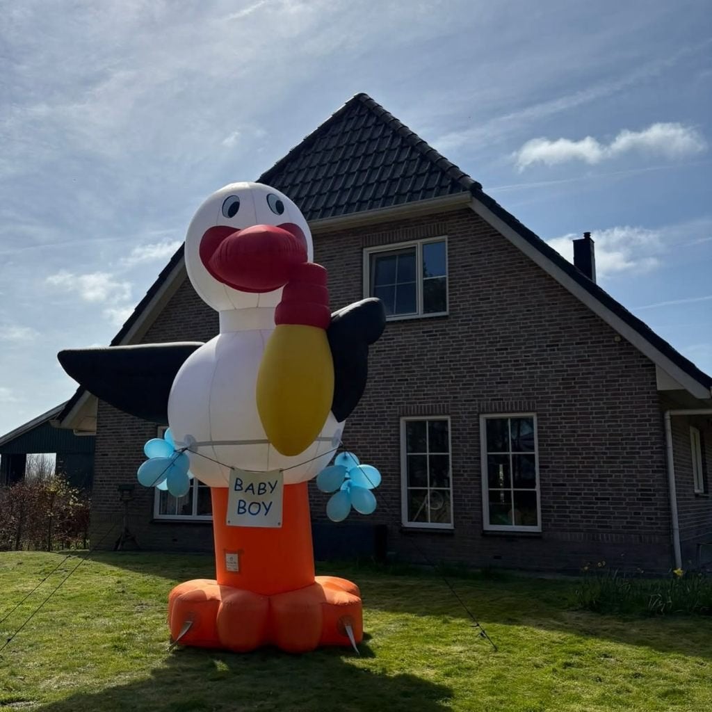 Ooievaar te huur FUNLUCHT Beilen 0613808090, Ophalen, Zo goed als nieuw, Geboortebord