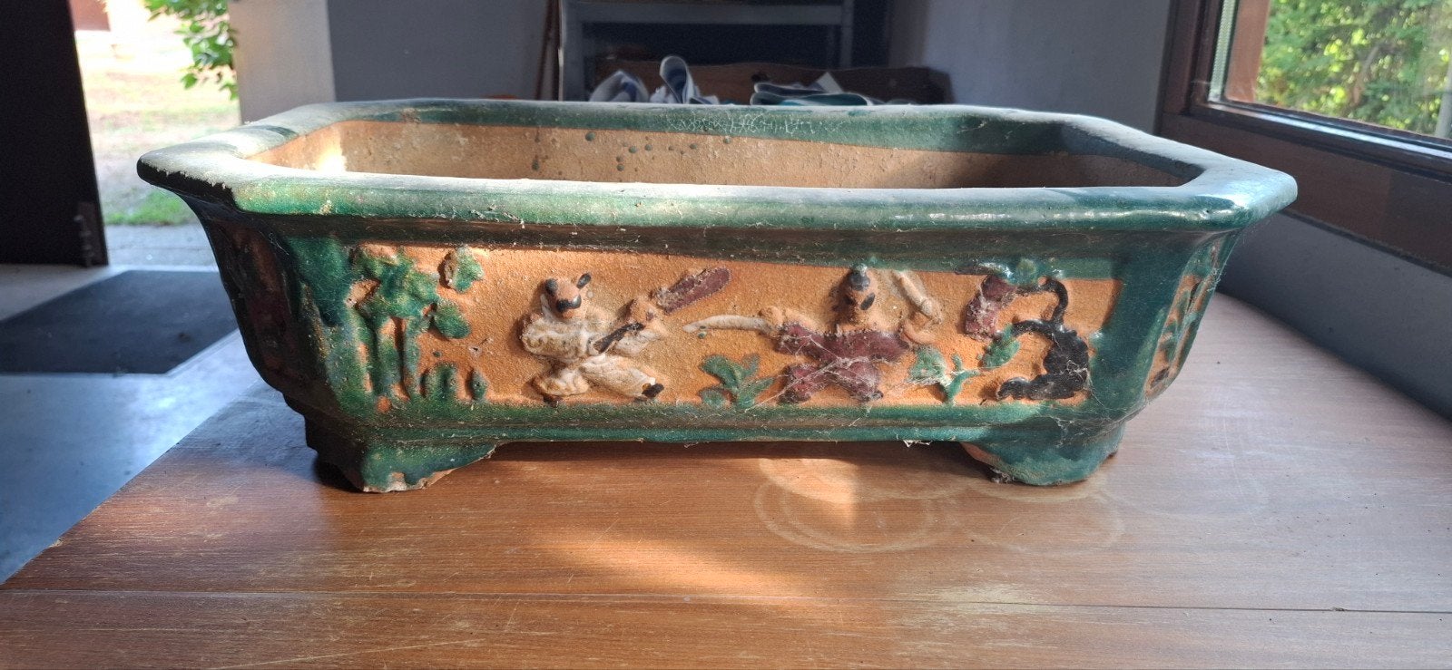 Keramieken plantenbak 60x40x15 cm met decoratie, Ophalen, Overige materialen, Gebruikt, Minder dan 30 cm