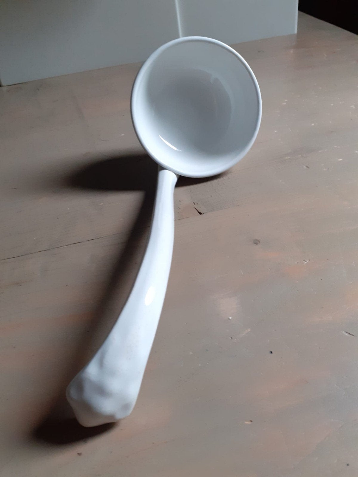 Vintage Witte Porseleinen Soeplepel, Ophalen