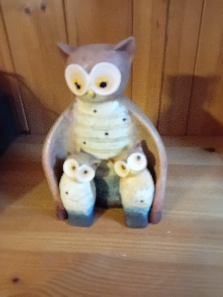 Moeder uil met 2 jongen., Verzamelen, Beelden en Beeldjes, Verzenden, Nieuw, Dier