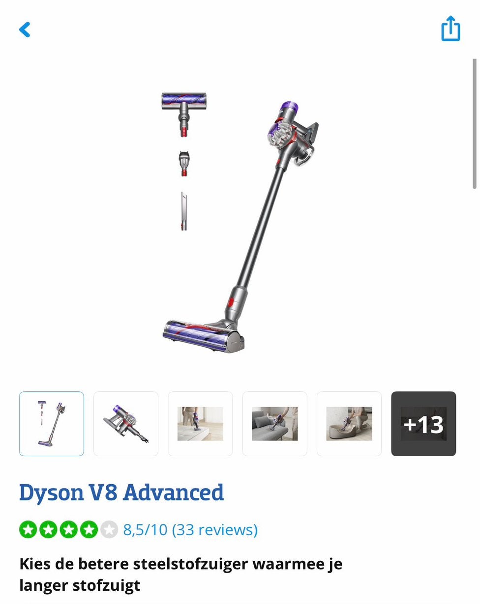 Dyson V8 Advanced – nieuwstaat, Ophalen of Verzenden, Zo goed als nieuw