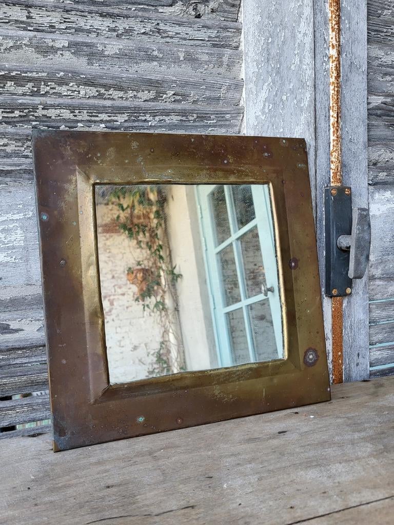 Brocante/ vintage koperkleurige spiegel / allegonda, Ophalen of Verzenden