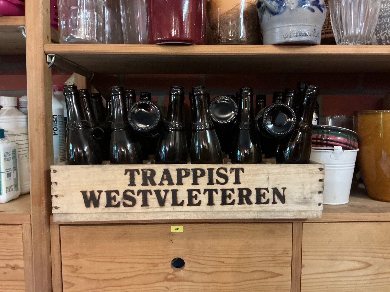 2 x Trappist Westvleteren houten krat met lege flessen, Ophalen, Gebruikt