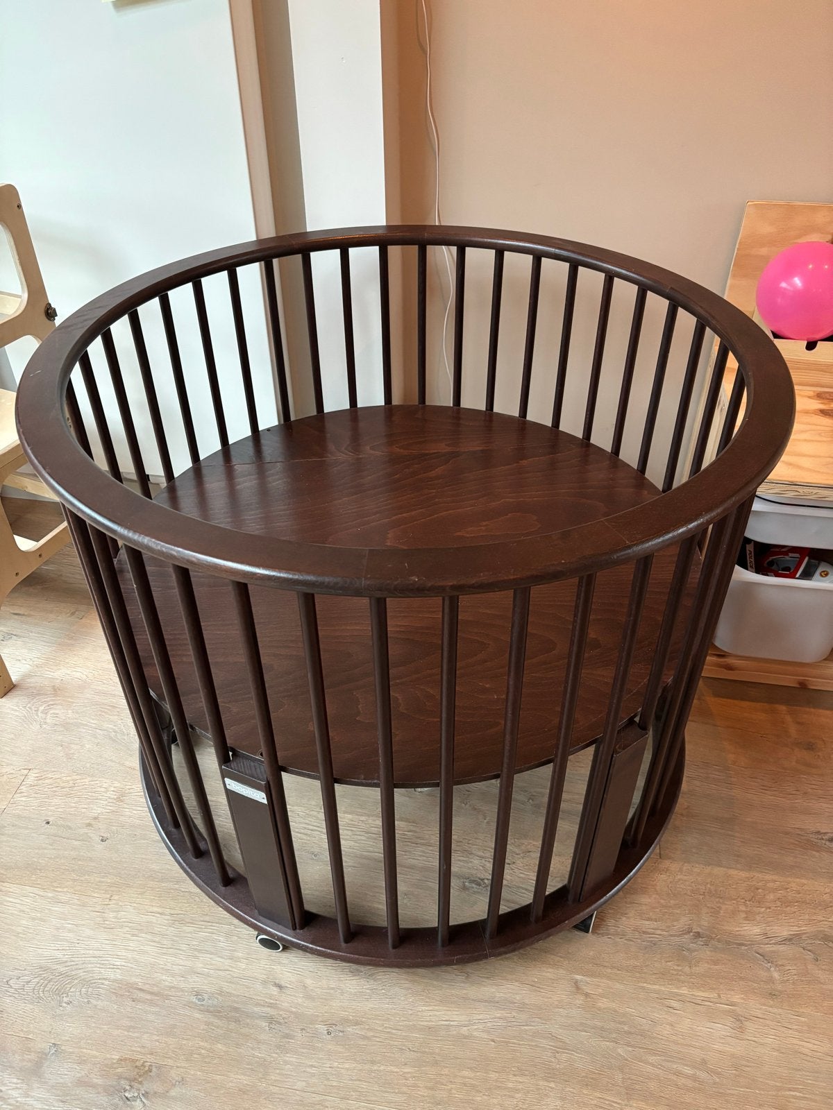 Bopita Ronde Box Noten Hout met Kleed en Speelgoedzakje, Kinderen en Baby's, Ophalen, Gebruikt, Rond, In hoogte verstelbaar