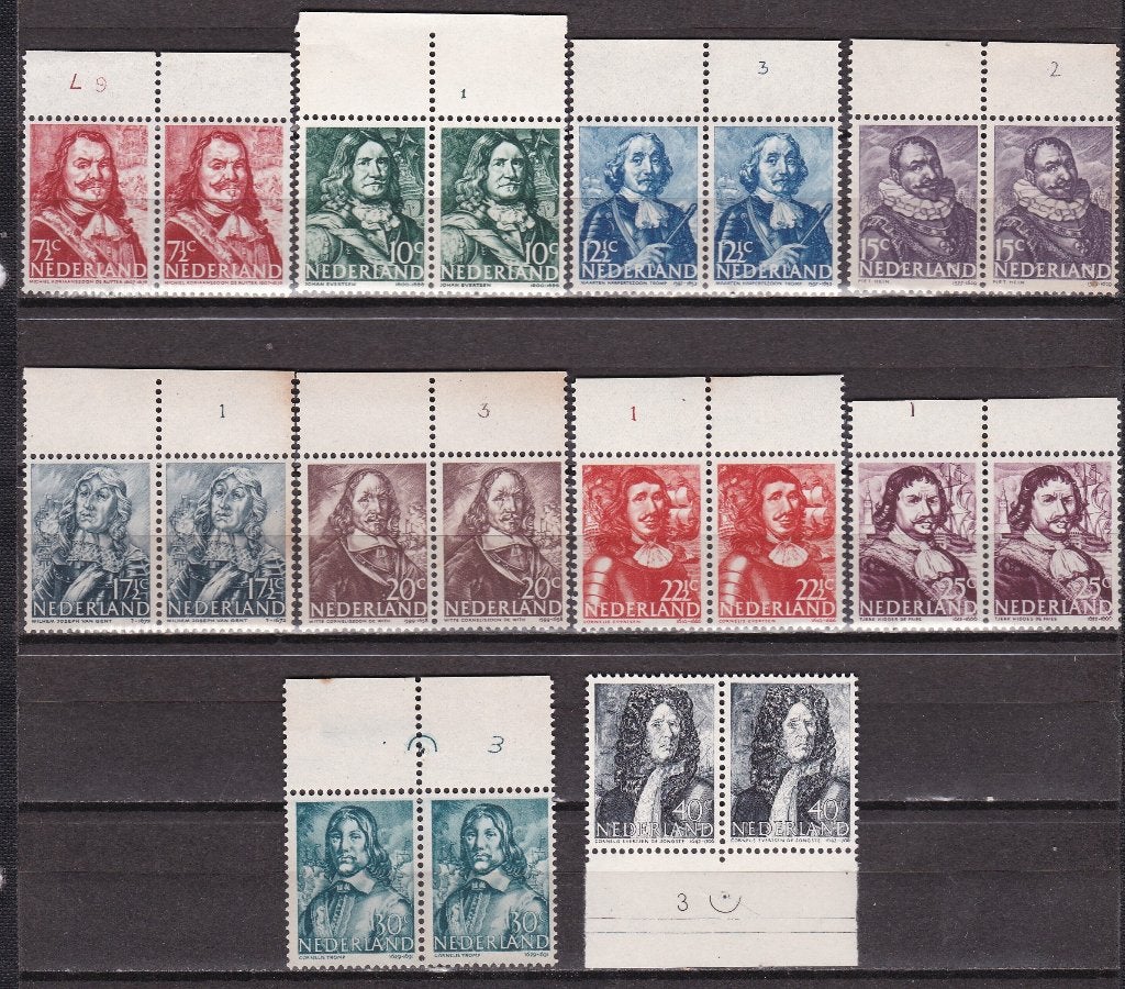 Zeehelden NVPH nrs. 412-421 Postfris met plaatnummers, Ophalen of Verzenden, Na 1940, Postfris