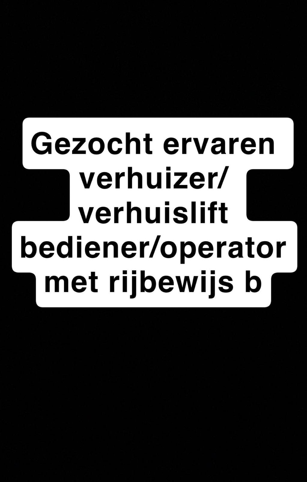 Verhuislift bediener/operator gezocht