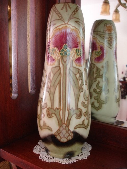 Jugendstil-vaas met bloemendecoratie, JBT anno 1906, topst.!, Ophalen of Verzenden
