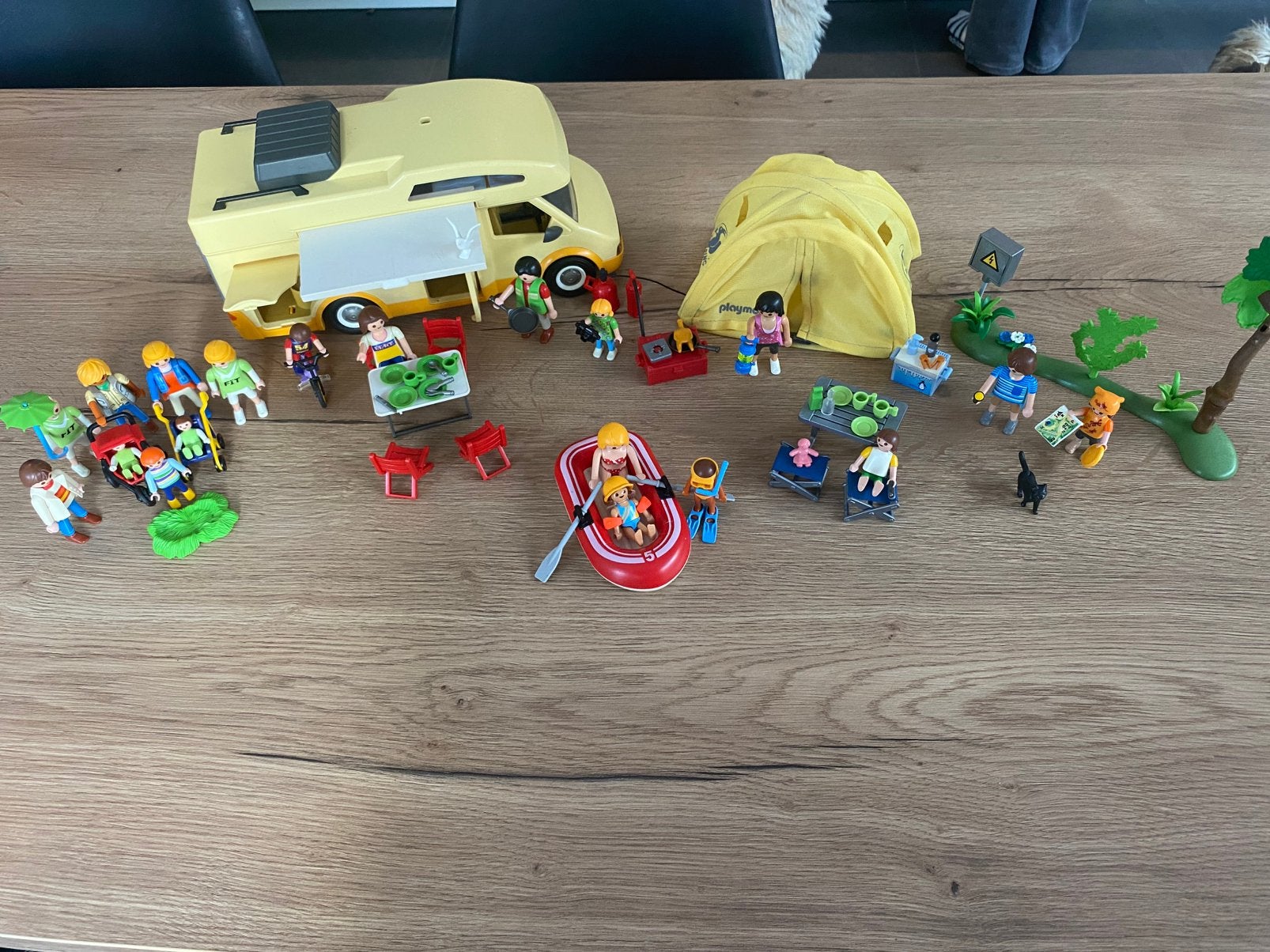 Playmobil camper 3647 + tent 5435 + roeiboot 5439, Wild life, Gebruikt, Complete set, Overige typen