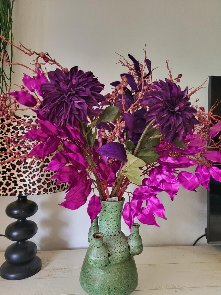 Groot bos kunstbloemen - Paars/Fuchsia (exclusief vaas), Huis en Inrichting, Woonaccessoires | Droogbloemen, Ophalen, Zo goed als nieuw