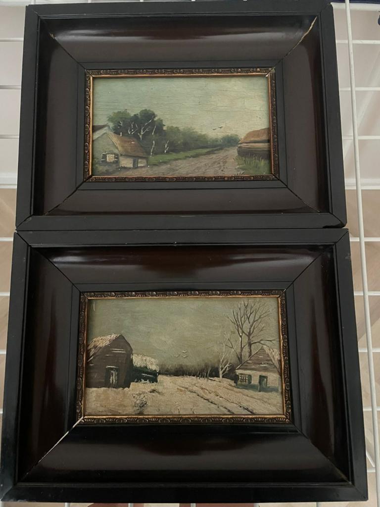 2 schilderijen in lijst, Antiek en Kunst, Kunst | Schilderijen | Klassiek, Ophalen of Verzenden