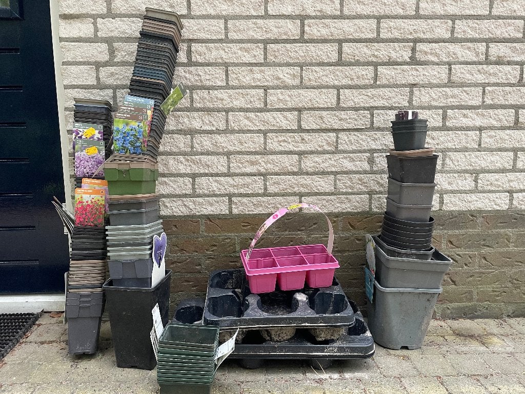 Plastic plantenbakjes tuin, Tuin en Terras, Ophalen, Kunststof, Gebruikt, Rond