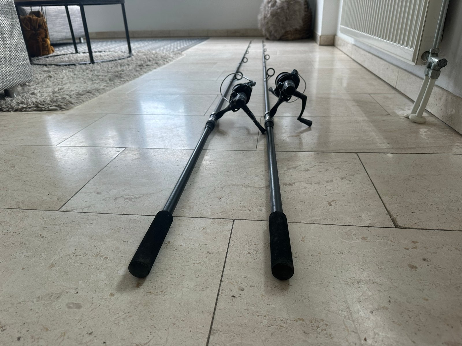 2 Karper/Doodaas Hengels met Molens,€40 per hengel+molen set, Watersport en Boten, Ophalen, Zo goed als nieuw, Complete set