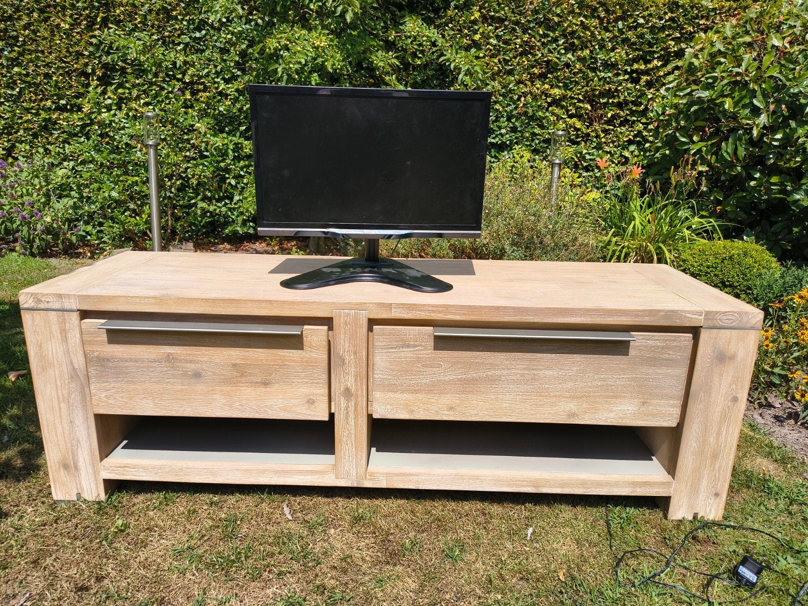 TV-meubel met lade en opbergvakken, Ophalen, Gebruikt, Landelijke, moderne stijl, 50 tot 100 cm