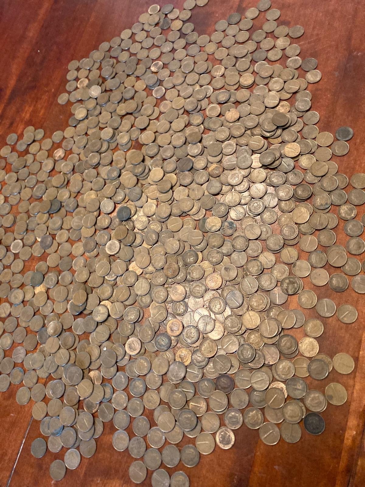 1000 Oude Nederlandse Centen Jaren '60, Postzegels en Munten, Ophalen of Verzenden, Koningin Juliana, 1 cent, Losse munt