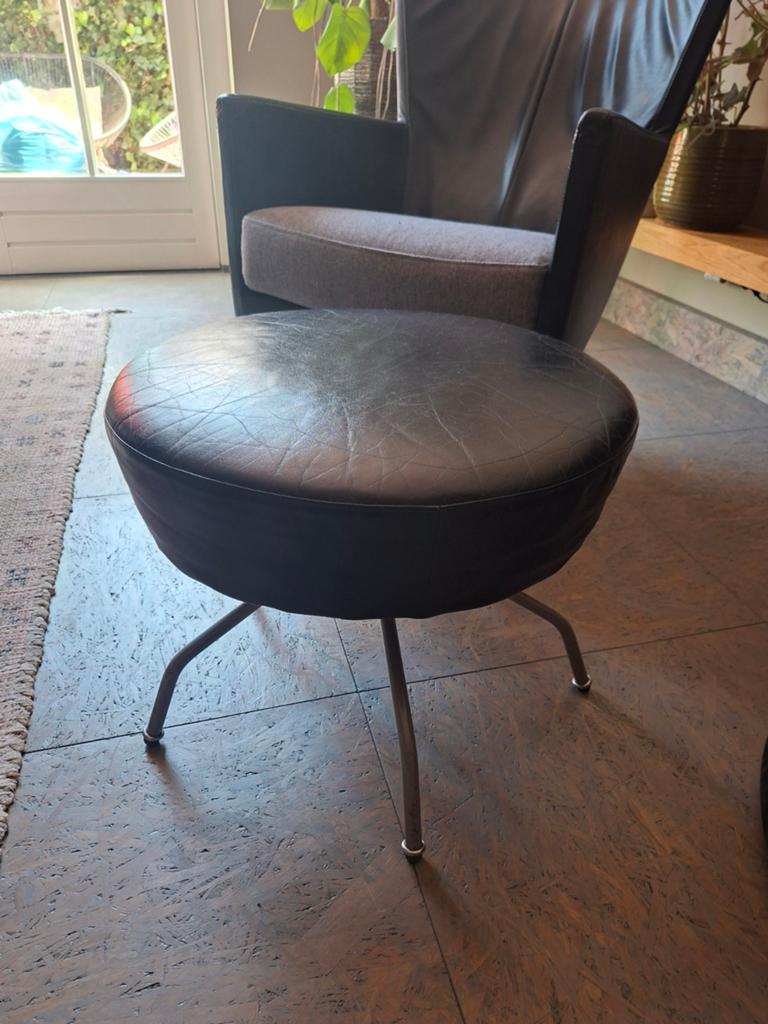 Montis Windy fauteuil - Gijs Papavoine - Zwart leer -Hocker, Huis en Inrichting, Stoelen, Ophalen, Modern design, Gebruikt, Zwart
