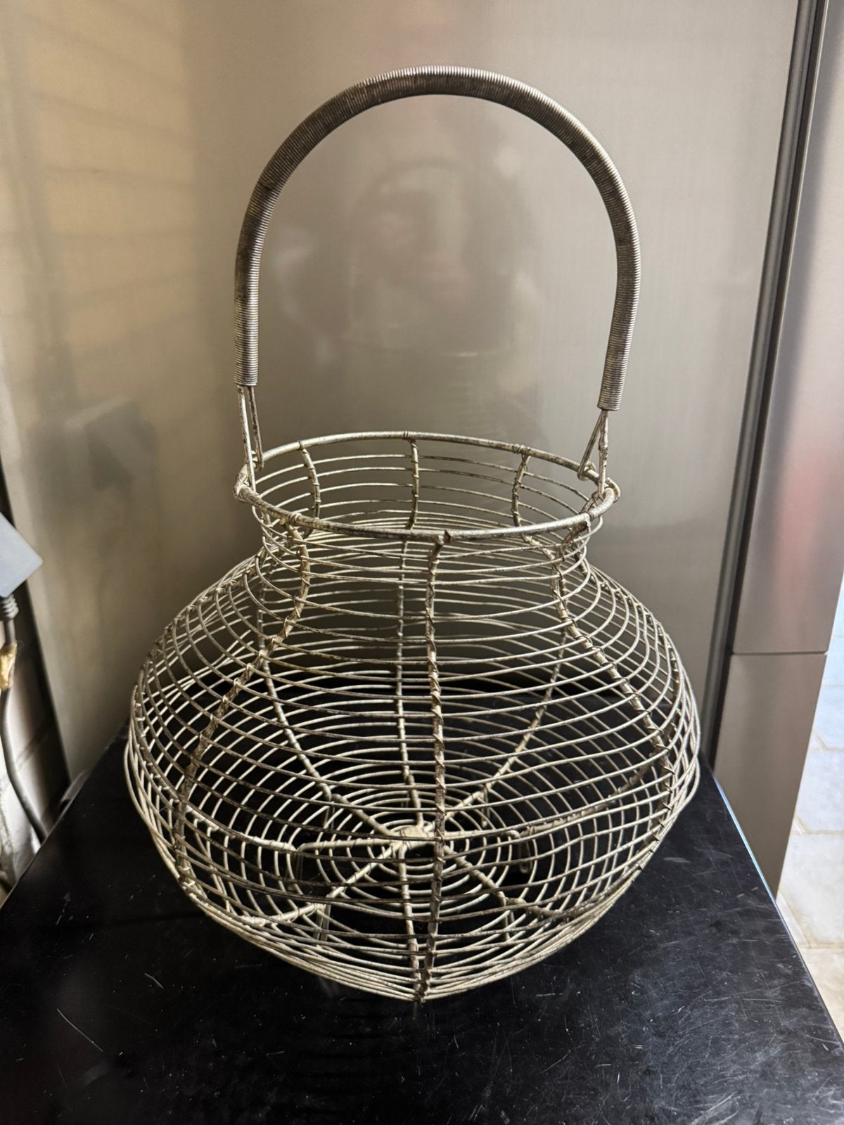 Oude Franse Eiermand – Grote Draadmand (35 cm) Brocante, Ophalen of Verzenden
